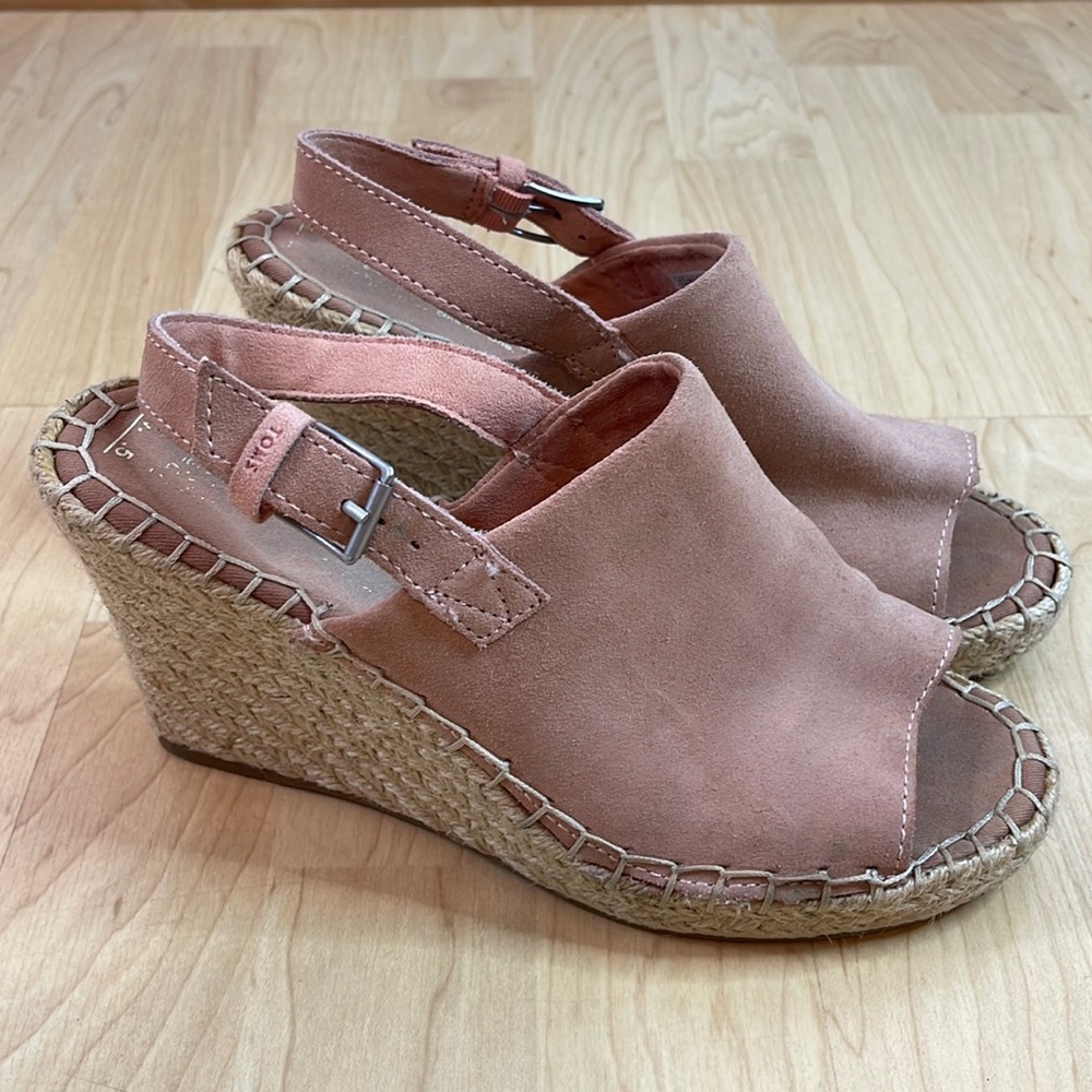 Toms Pink Wedge Sandals